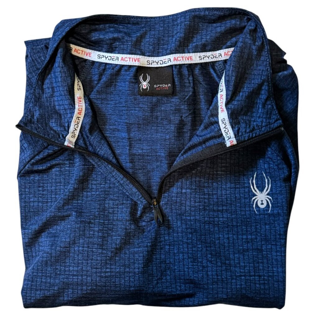 Spyder Active Men’s Moisture Wicking 4-Way Stretch 1/4 Zip Pullover Blue Size L - Picture 2 of 9